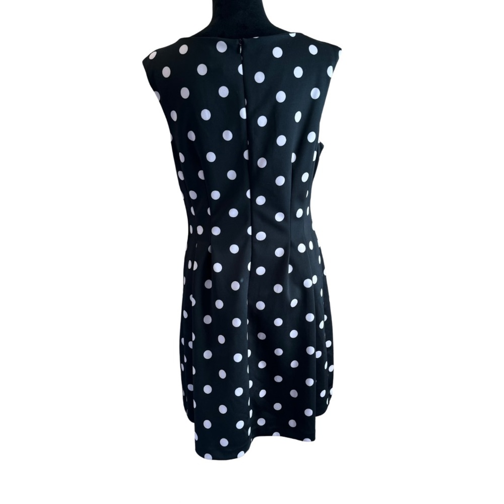 Polka Dot Sleeveless Dress - Black and White - Picture 3 of 14